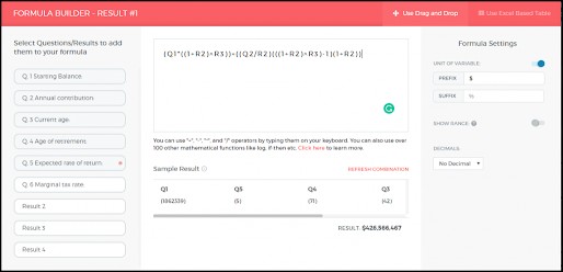 Outgrow formula builder